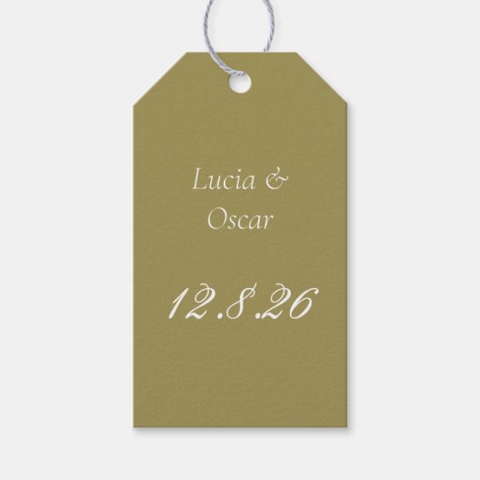 Étiquette de cadeau de mariage Chartreuse avec dat (Devant)