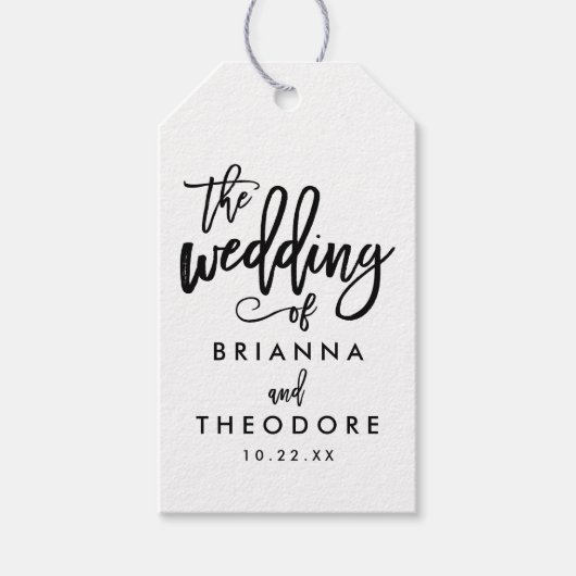 Étiquette de cadeau de mariage chic à la main (Devant)
