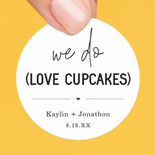 Étiquette de cadeau de mariage Cupcake We Do Love