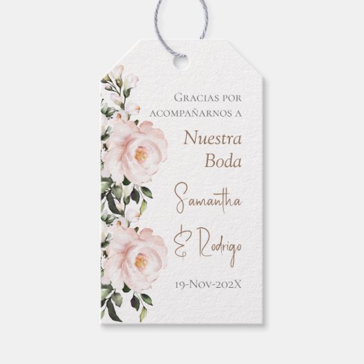 Étiquette de cadeau de mariage en espagnol (Devant)
