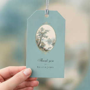Étiquette de Cadeau de Mariage en Velours Bleu Pou