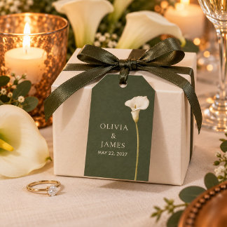 Étiquette de cadeau de mariage Fleur de calla vert