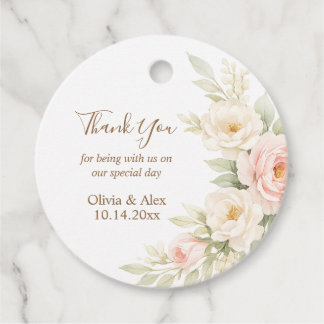 Étiquette de cadeau de mariage floral romantique D