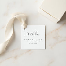 Étiquette de cadeau de mariage minimaliste de luxe