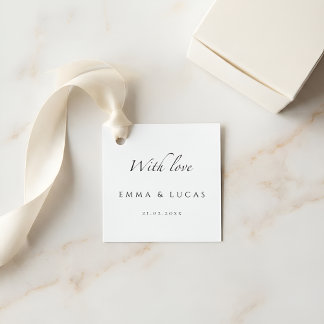Étiquette de cadeau de mariage minimaliste de luxe