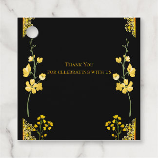 Étiquette de cadeau de mariage noir et or
