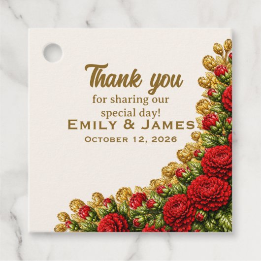 Étiquette de cadeau de mariage Ohio Red Carnation (Devant)