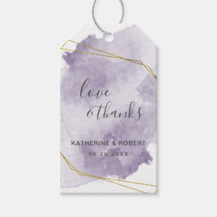 Étiquette de cadeau de mariage or poussiéreux et v