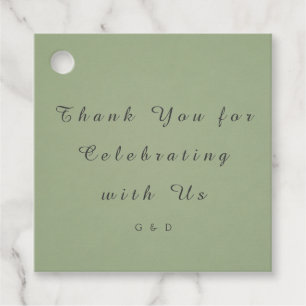 Étiquette de cadeau de mariage vert modèle