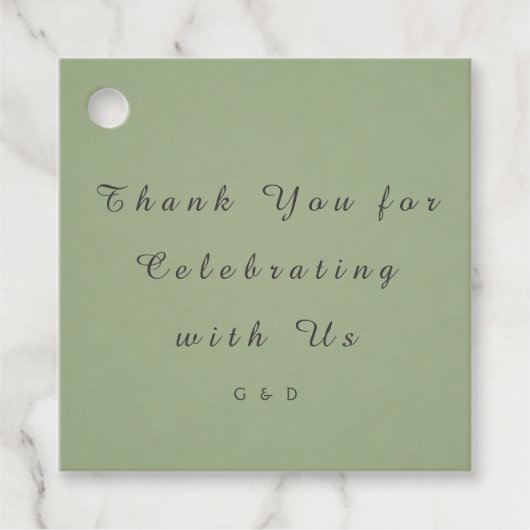 Étiquette de cadeau de mariage vert modèle (Devant)