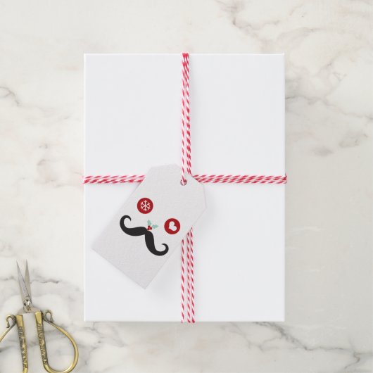 Étiquette de cadeau de moustache d'amour de Noël (Avec de la ficelle)