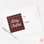 Étiquette de cadeau de Noël à carreaux rouge buffl (Enveloppe)