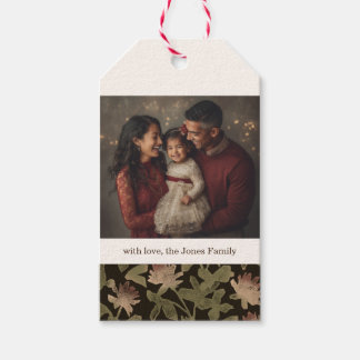 étiquette de cadeau de Noël à fleurs sombres victo
