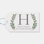 Étiquette de cadeau de Noël à monogramme de brindi (Dos Horizontal)