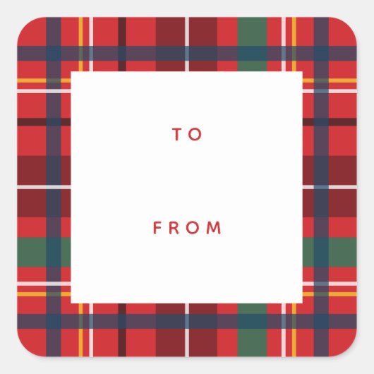 étiquette de cadeau de Noël à partir de plaid roug (Devant)