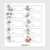Étiquette de cadeau de Noël amusante pour la plage (Feuille)