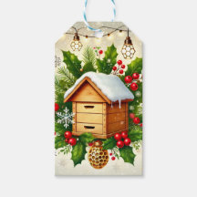 Étiquette de cadeau de Noël Apiculture | Design Tr