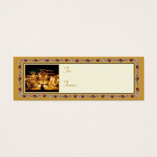 Étiquette de cadeau de Noël 'Auberge d'hiver' (Devant)