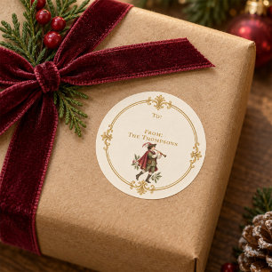 Étiquette de cadeau de Noël aux joueurs de cornemu
