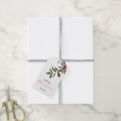 Étiquette de cadeau de Noël avec feuillage de houx (Avec de la ficelle)
