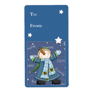 Étiquette de cadeau de Noël avec le bonhomme de