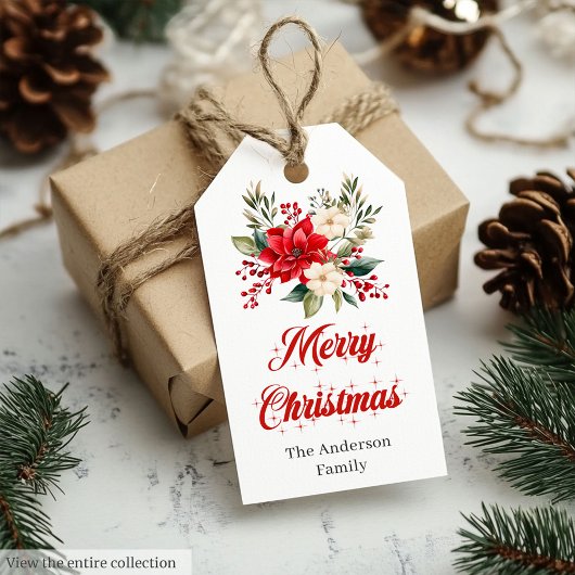 Étiquette de cadeau de Noël avec police de script