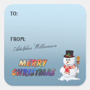 Étiquette de cadeau de Noël Bonhomme de neige ador