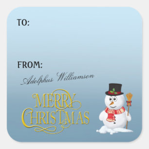Étiquette de cadeau de Noël Bonhomme de neige ador