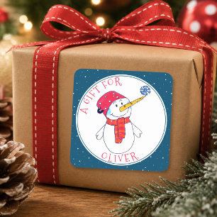 Étiquette de cadeau de Noël bonhomme de neige mign