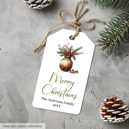 Étiquette de cadeau de Noël botanique Bohème rusti