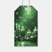 Étiquette de cadeau de Noël Bougies Vertes (Dos)