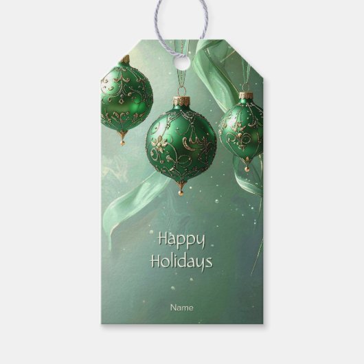Étiquette de cadeau de Noël Boule Verte (Devant)
