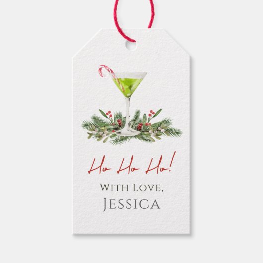 Étiquette de cadeau de Noël Candy Cane Martini et (Devant)