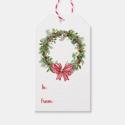 Étiquette de cadeau de Noël Couronne (Devant)