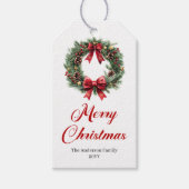 Étiquette de cadeau de Noël Couronne de pin classi (Devant)