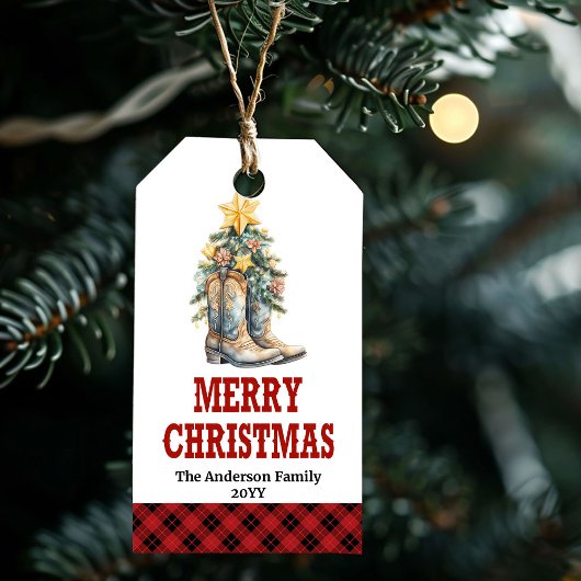 Étiquette de cadeau de Noël de campagne à cheval p