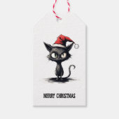 Étiquette de cadeau de Noël de chat drôle (Devant)