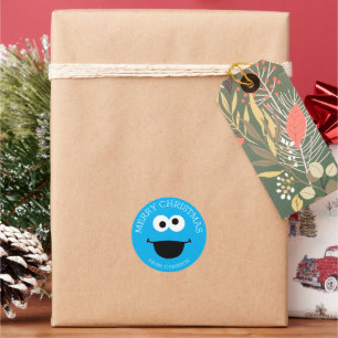 Étiquette de cadeau de Noël de Grover Rue Sésame