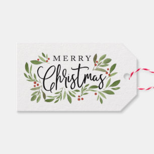 Étiquette de cadeau de Noël de houx de Noël