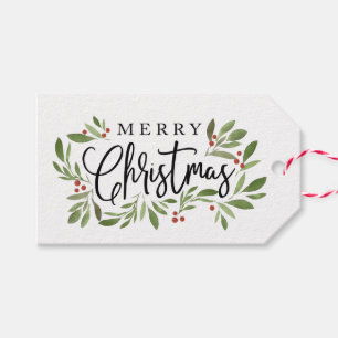 Étiquette de cadeau de Noël de houx de Noël