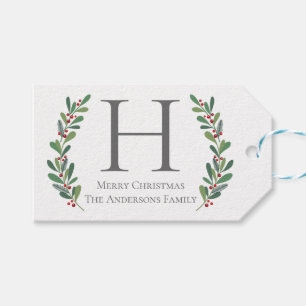 Étiquette de cadeau de Noël de monogramme de bri