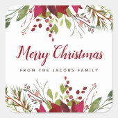 Étiquette de cadeau de Noël de verdure de fêtes (Devant)