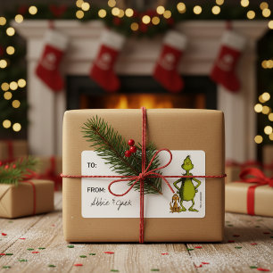 Étiquette de cadeau de Noël du Grinch et Max de Dr