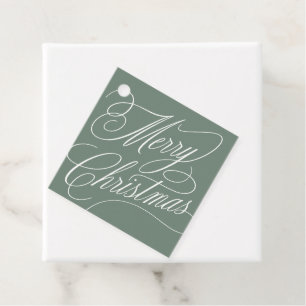 Étiquette de cadeau de Noël élégante vert sauge éc
