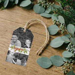 Étiquette de cadeau de Noël en collage de photos