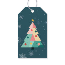 Étiquette de cadeau de Noël en forme d'arbre moder