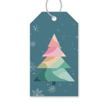 Étiquette de cadeau de Noël en forme d'arbre ondul