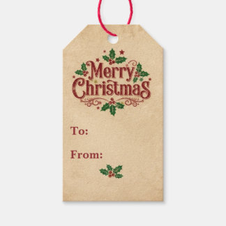 Étiquette de cadeau de Noël en papier kraft de mil