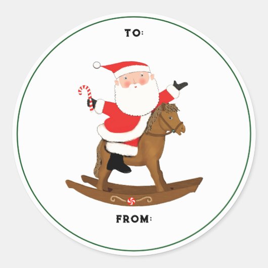 Étiquette de cadeau de Noël équestre (Devant)
