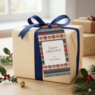 Étiquette de cadeau de Noël Fair Isle nordique